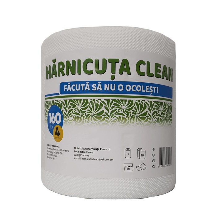 Monorola Prosop Hartie, Harnicuta Clean, 4 Straturi 160 Foi White