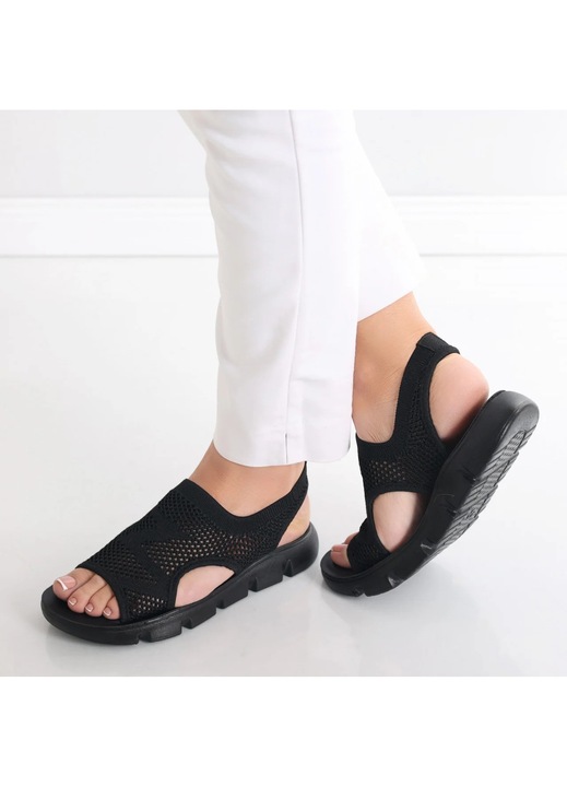 Sandale dama fara toc Negre din Textil Analis, Negru