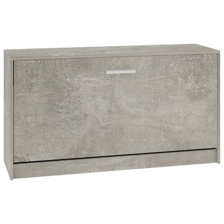 Bancheta pantofar vidaXL, gri beton, 80x24x45 cm, lemn compozit, 11.3 Kg