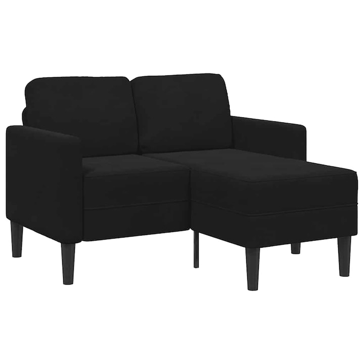 Двуместен диван с шезлонг Г-образен vidaXL, Черен, 125 см, Кадифе, 27.2 kg