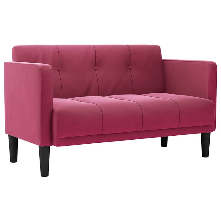 Canapea loveseat vidaXL, vin rosu, 111 cm, catifea, 17.5 kg 4100573
