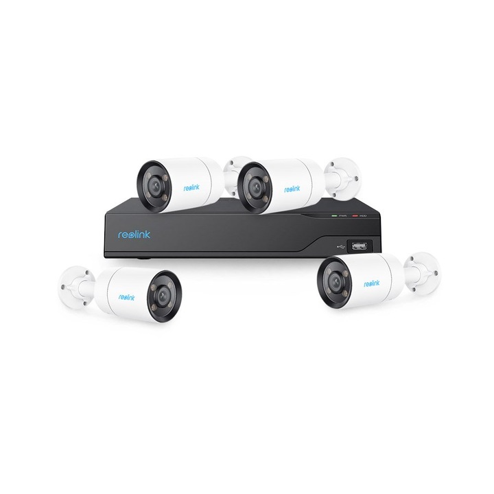 Sistem de supraveghere 16 camere 5MP Hikvision 2.8mm IR 30m, DVR AcuSense 16 canale video, accesorii instalare