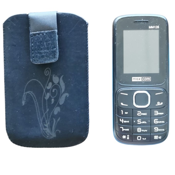 Husa G-Tech Tip Saculet Compatibila cu MaxCom MM128/MM334/MM428L/MM426, material moale, textil, Inchidere velcro, Negru/ Flori Negre