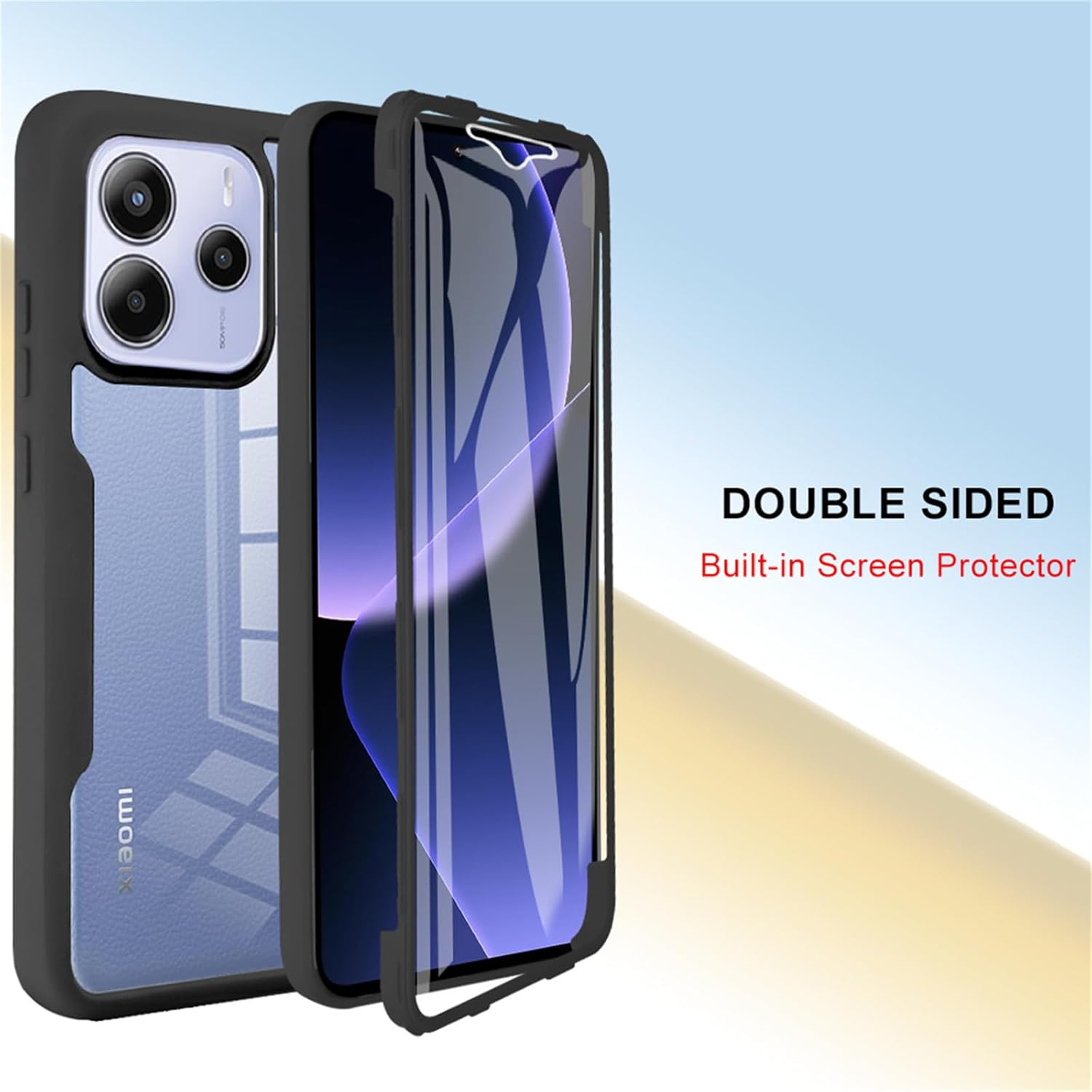 Pachet 360: Husa cu folie integrata pentru Xiaomi Redmi Note 14 4G Protectie 360 fata spate - Negru
