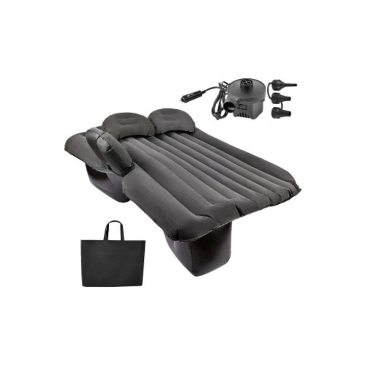 Saltea Auto Gonflabila pentru Bancheta Spate, cu Pompa Electrica, Kit de Reparatii si Geanta pentru Transport