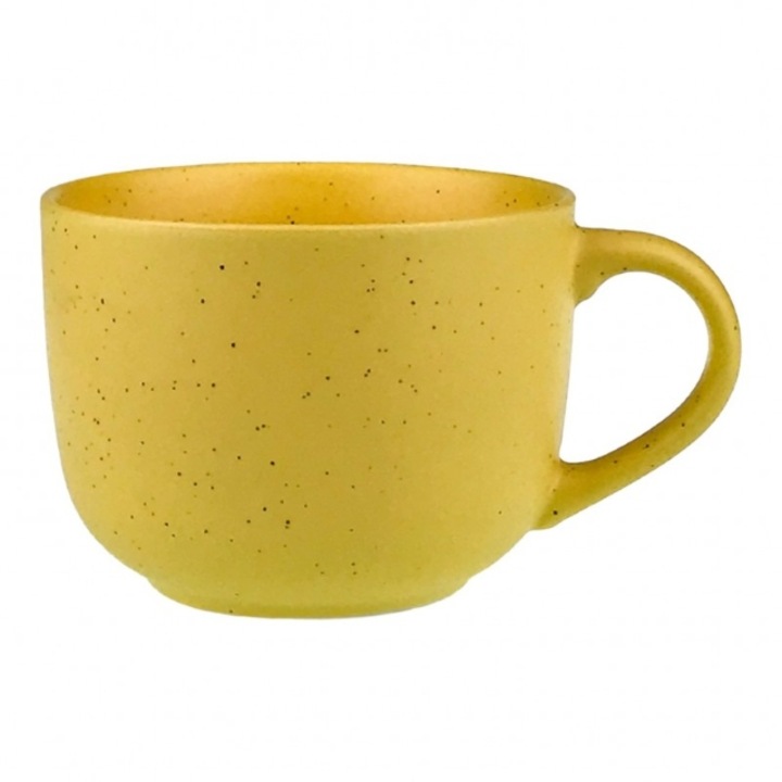 Cana din ceramica, cu toarta, colorata in interior.11x9 cm galben