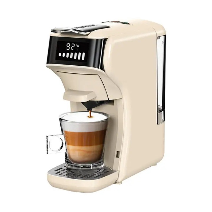 Aparat de cafea multifunctional HiBREW H1B, 5 in 1, Capsule: Nespresso, Dolce Gusto, K-cup, Cafea macinata, 20 bar, 1450 W, Capacitate rezervor 800 ml, Bej