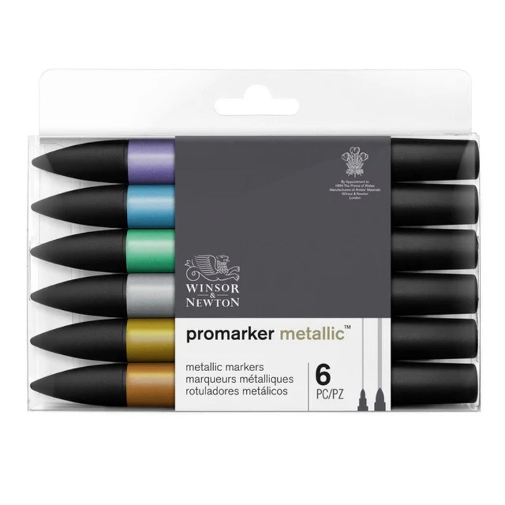 Комплект от 6 алкохолни маркери Winsor & Newton, Promarker, metallic tones