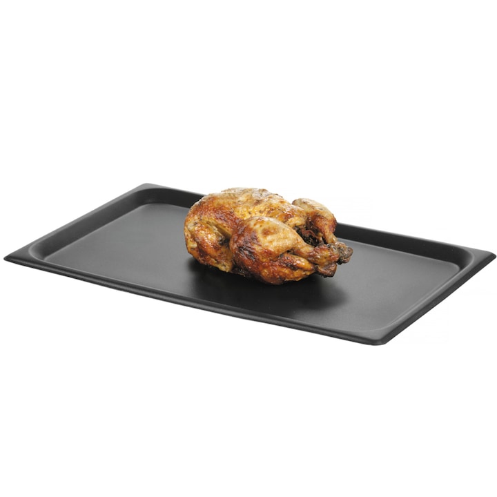 Tava de copt Hendi, GN 1/1, aluminiu, teflon, 530x325x17mm, negru