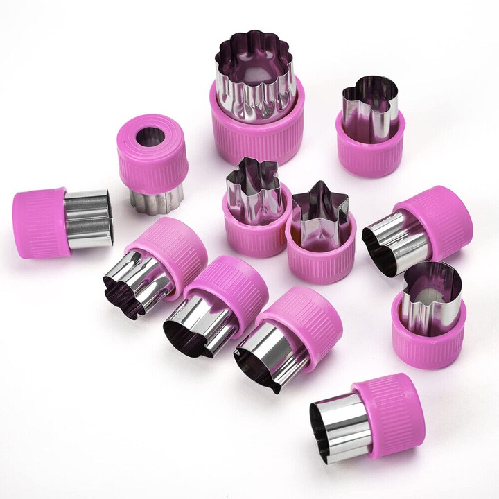 Set 12 Forme din Otel Inoxidabil pentru Taiat Aluat, Fructe si Legume, DAVIDAMI CONCEPT®, ideal pentru Pregatirea Mesei Copiilor