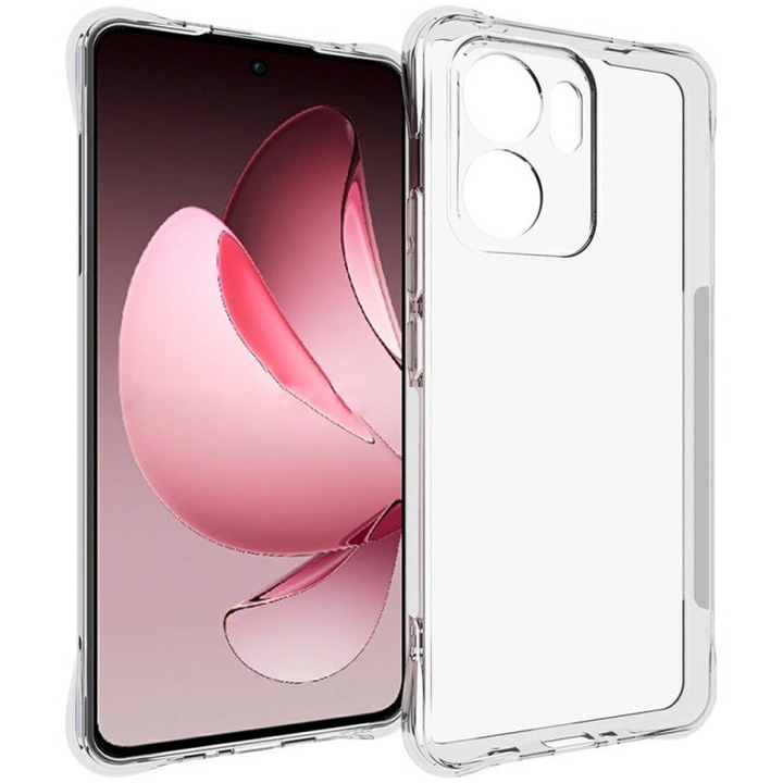Кейс за Oppo Reno13 F 4G / Reno13 F 5G, Удароустойчив със защита на камерата, прозрачен силикон, BzStore