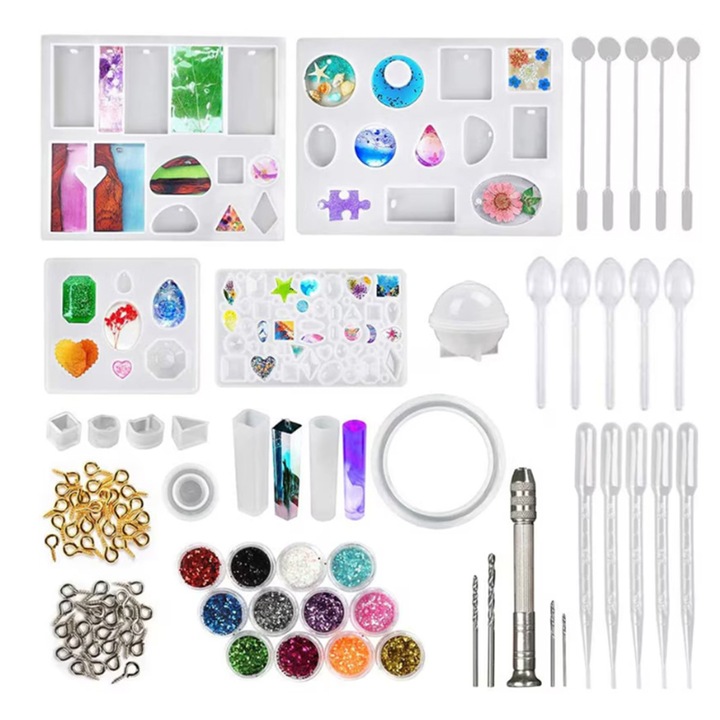 Set de bijuterii DIY, Rqiurpn, 141 piese, multicolor, 5.6x4.9in, 6x5in, 4x3in