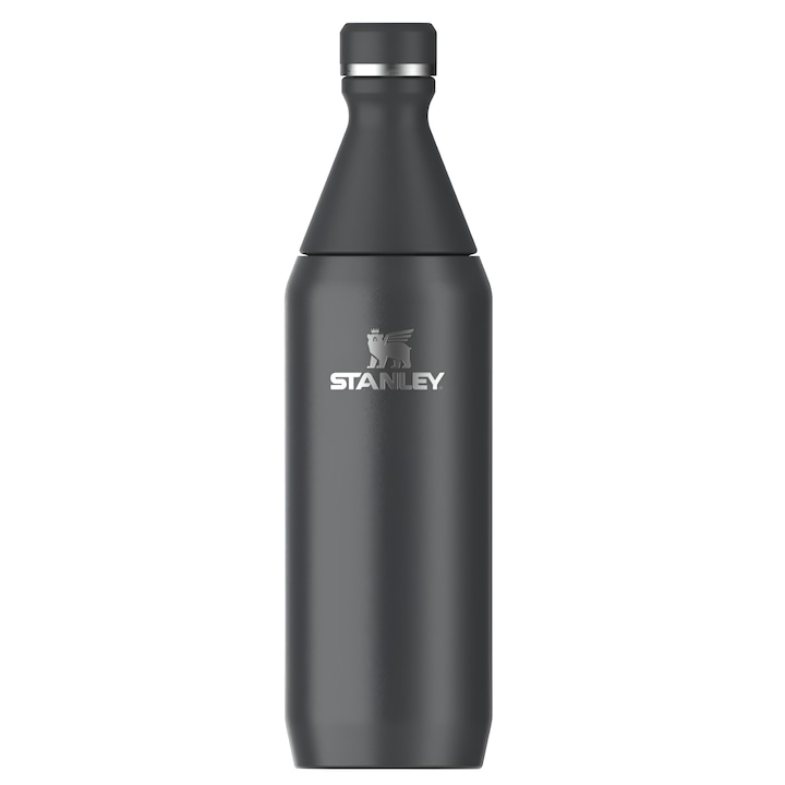 Изолирана бутилка Stanley 0,6L All Day Slim от ONSG®, неръждаема стомана, изолирана с двойна стена, без бисфенол А, система за уплътнение, устойчива на течове, поддържа напитките студени за 8 часа, подходяща за съдомиялна машина, черна