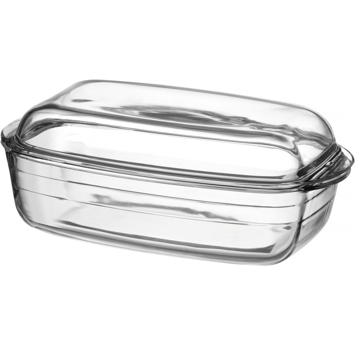 Tava cu capac OVENCHEF, Duralex, sticlă termorezistentă transparentă, 6l, 370x215x140 mm