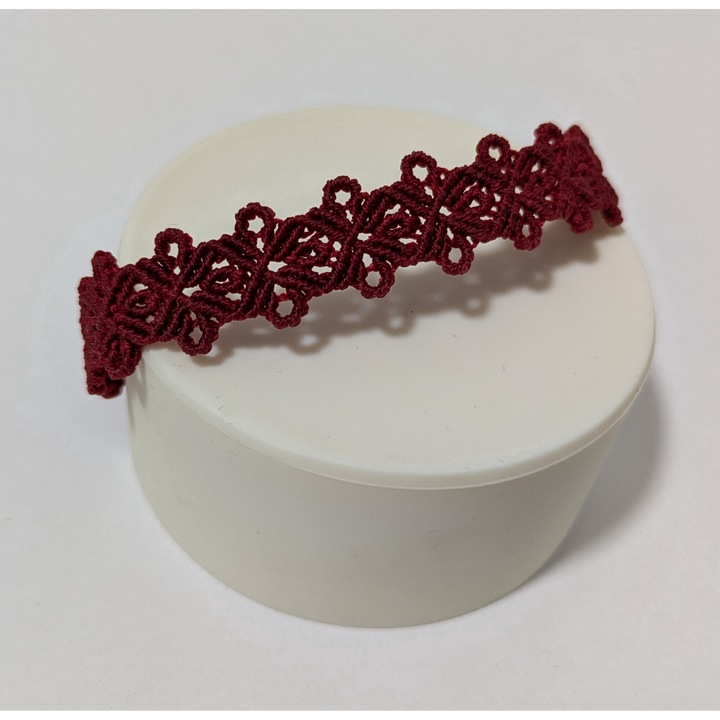 Bratara Lucrata Manual Seraphina, Marime Reglabila, Rosu