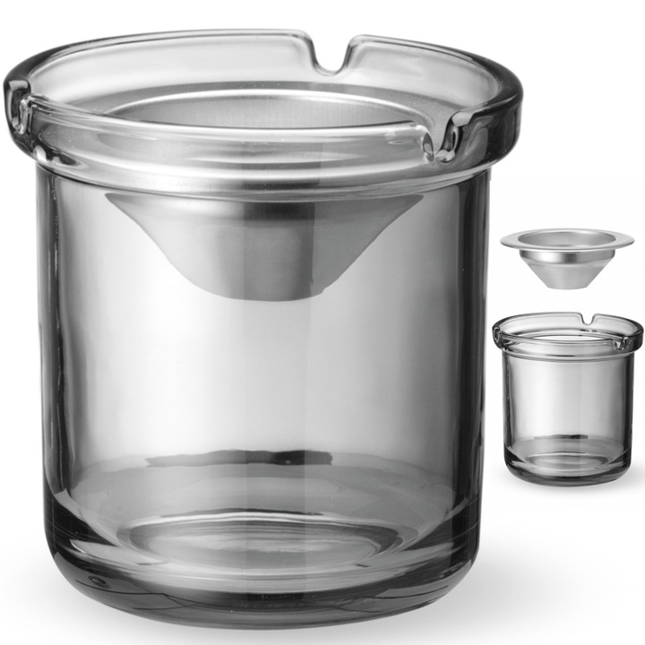 Scrumiere, Hendi, sticla/otel, 98x99mm