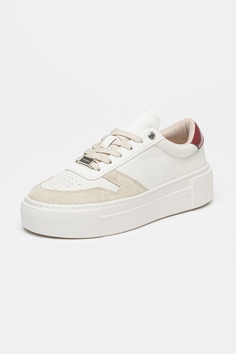 Кецове CALVIN KLEIN, Ff Cupsole с връзки и велурени вложки, бяло, светло сиво, лилаво слива, 38