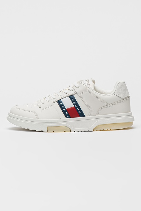 Tommy Jeans, Pantofi sport din piele Brooklyn, Rosu/Alb/Bleumarin
