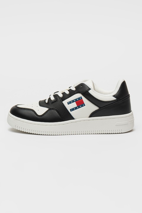 Tommy Jeans, Retro sneaker perforált részlettel, Fekete/Fehér