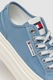 Tommy Jeans, Tenisi low-cut din material textil cu platforma, Alb fildes, Albastru lavanda, 40