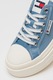 Tommy Jeans, Tenisi low-cut din material textil cu platforma, Alb fildes, Albastru lavanda, 40