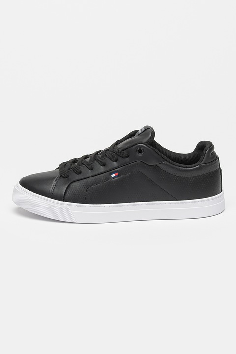 Tommy Hilfiger, Pantofi sport din piele Icon Court, Negru