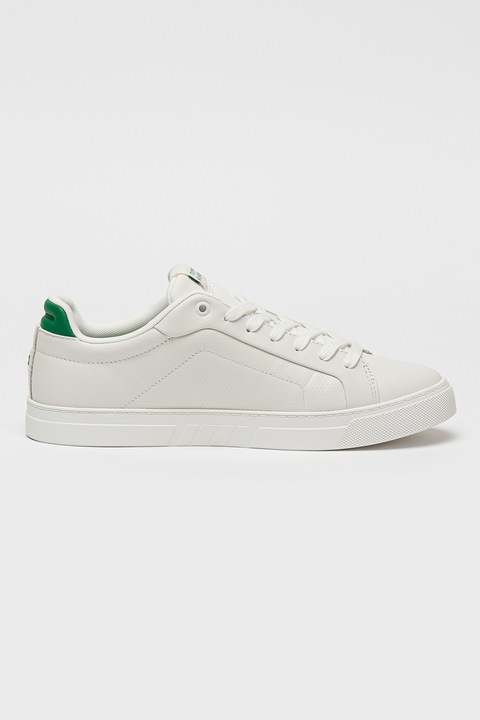 Tommy Hilfiger, Pantofi sport din piele Icon Court, Verde/Alb murdar