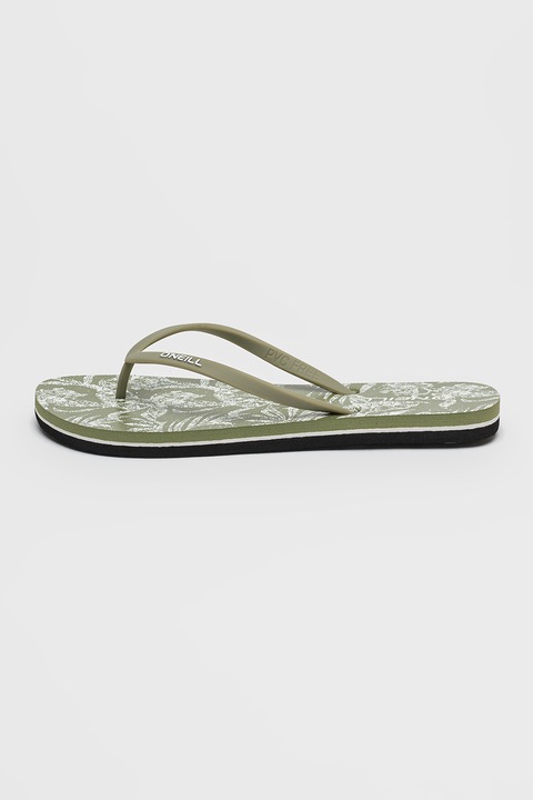 O'Neill, Papuci flip-flop cu logo Profile, Kaki/Alb murdar, 38