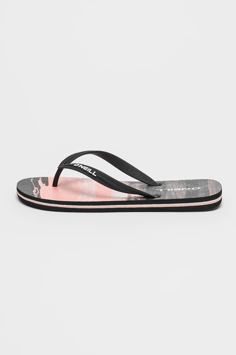 O'Neill, Papuci flip-flop cu logo Profile, Alb, Negru, Roz somon, 40