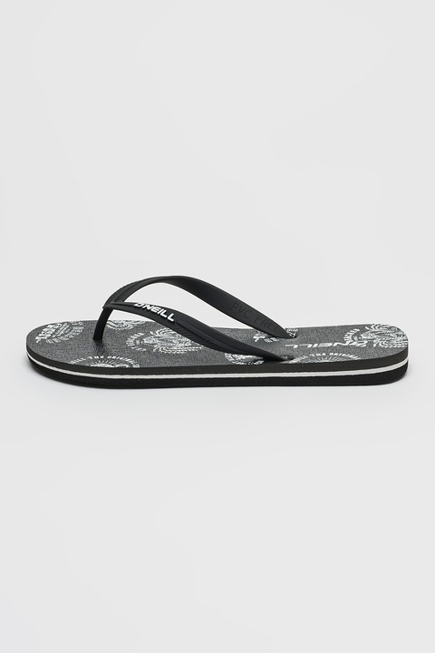 O'Neill, Papuci flip-flop cu logo Profile, Alb fildes, Negru, 44