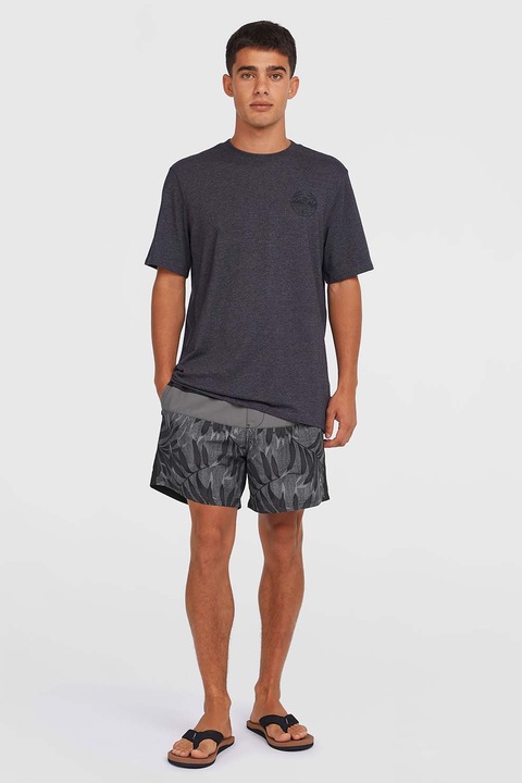 O'Neill, Pantaloni scurti de baie cu imprimeu floral frontal, Negru, Gri inchis, M