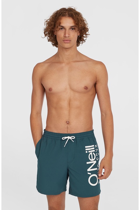O'Neill, Pantaloni scurti de baie cu snur Original Cali, Alb optic/Albastru petrol