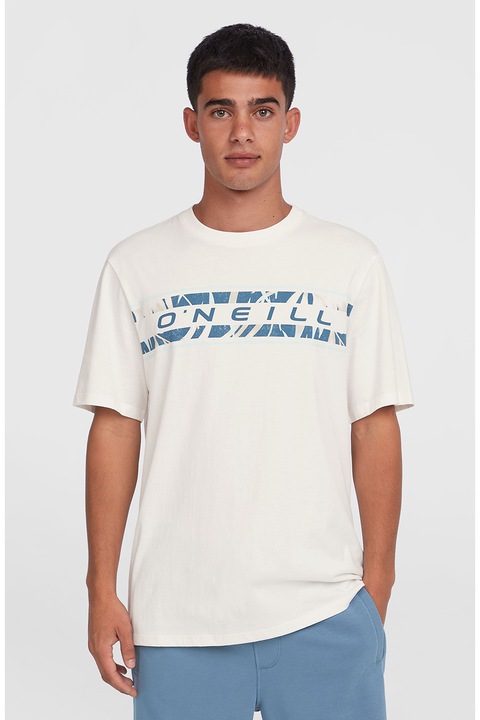 O'Neill, Tricou de bumbac cu logo, Albastru lavanda, Alb murdar, M