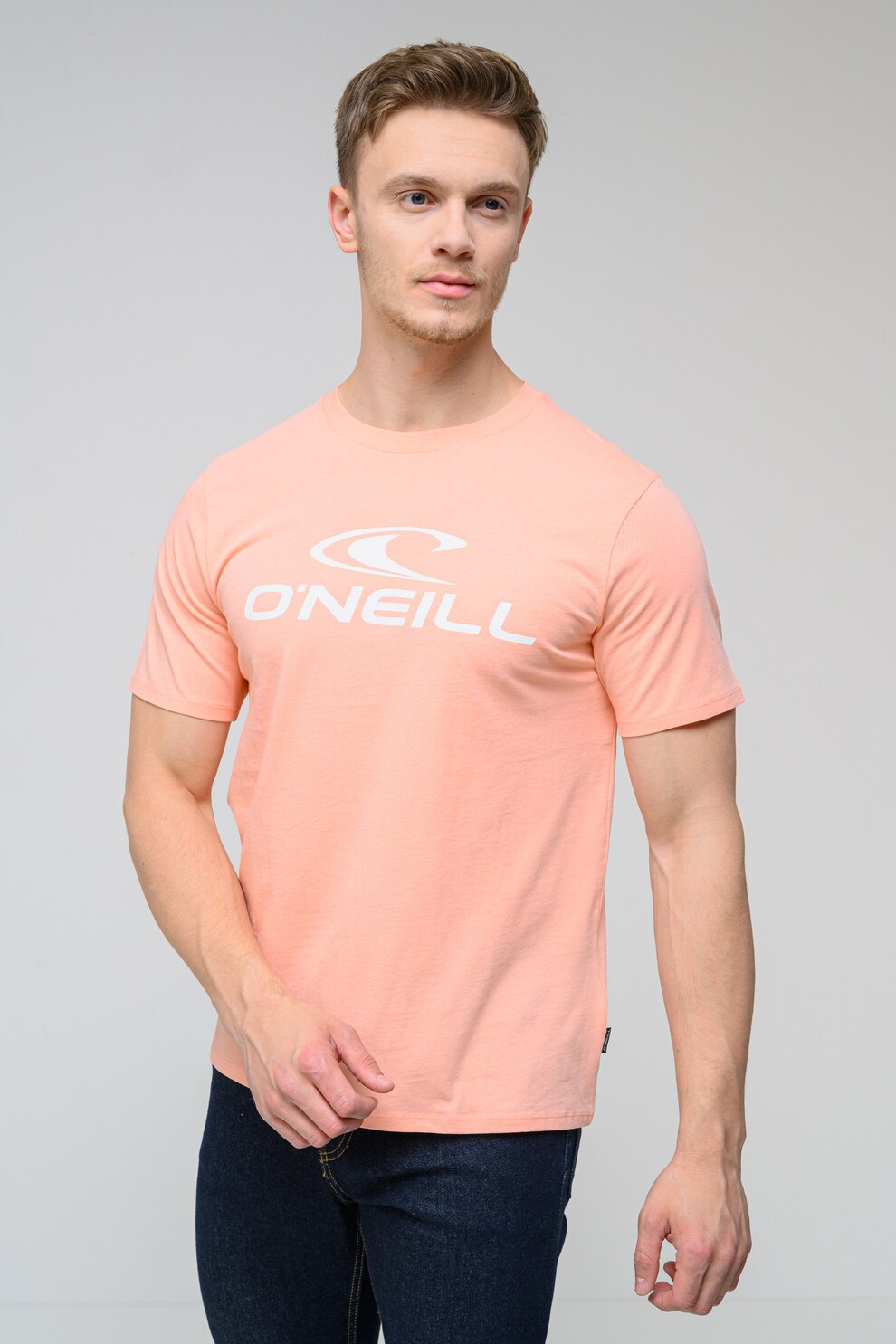 O'Neill, Tricou cu imprimeu logo, Alb, Roz somon, M