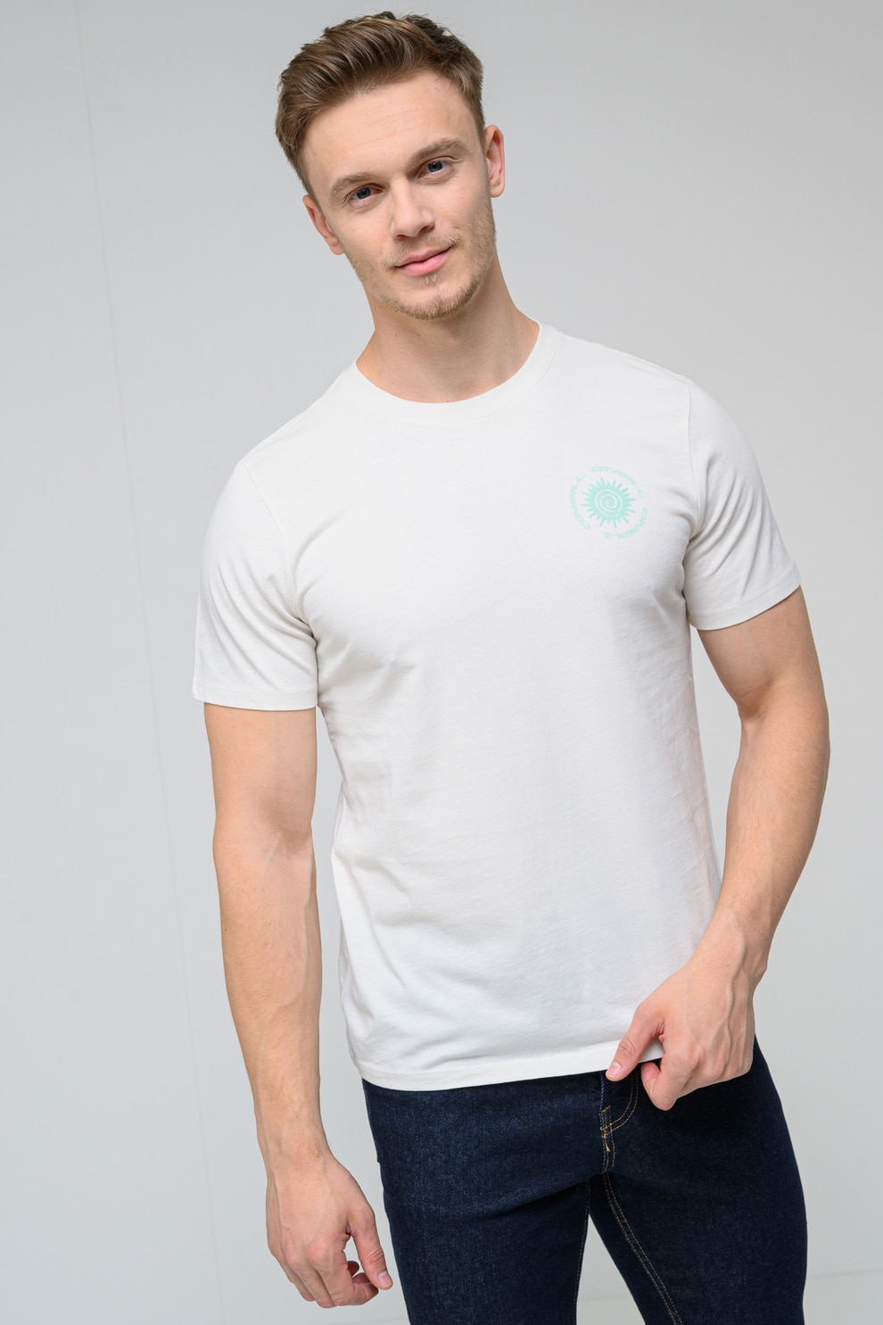 O'Neill, Tricou cu decolteu rotund, Verde deschis, Alb murdar, XL