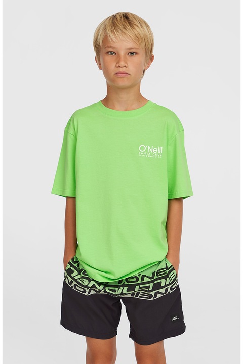 O'Neill, Pantaloni scurti de baie cu imprimeu logo, Verde, Negru stins, Alb optic, 152 CM