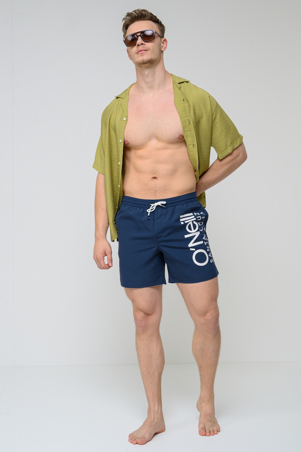 【P13531】WISH IN BLUE QUIKSILVER, Pantaloni scurti de baie cu logo si snur, Portocaliu