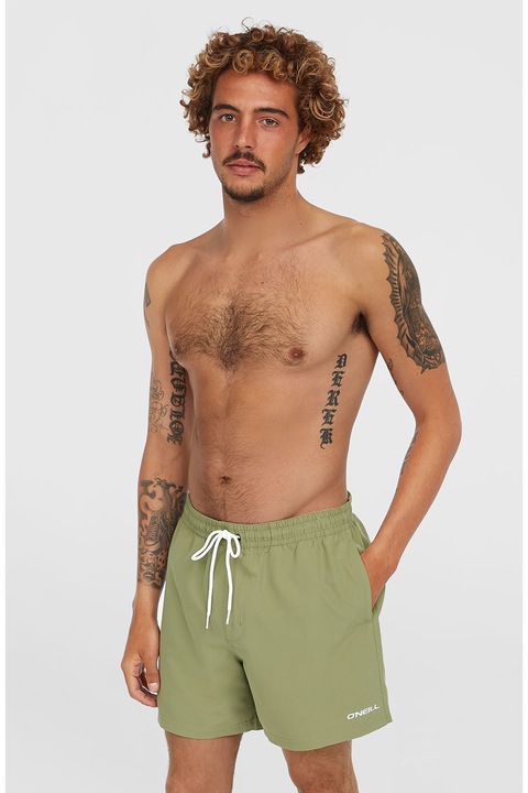 O'Neill, Pantaloni scurti uni de baie cu buzunare laterale, Alb optic/Verde sparanghel