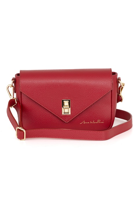 Anna Morellini, Geanta crossbody din piele cu sistem metalic, Visiniu