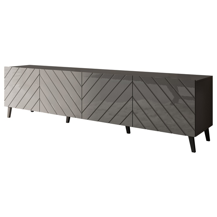 Comoda TV 200 Zitok, MIRJAN24, gri / gri lucios, 200x52x42 cm