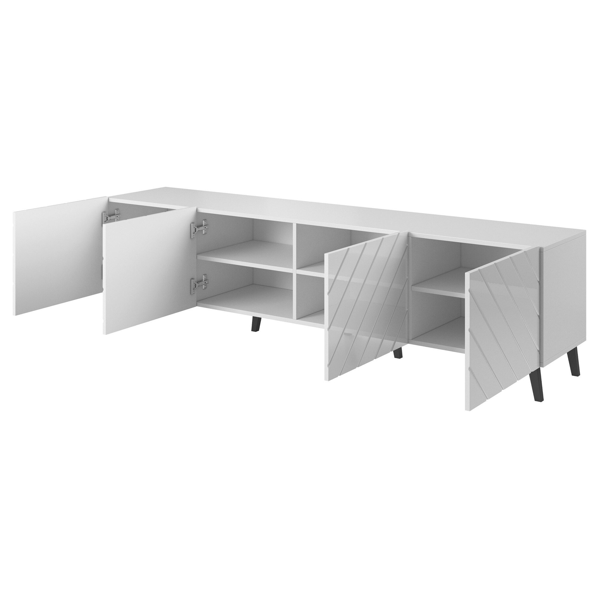 Comoda TV 200 Zitok, MIRJAN24, negru / negru lucios, 200x52x42 cm