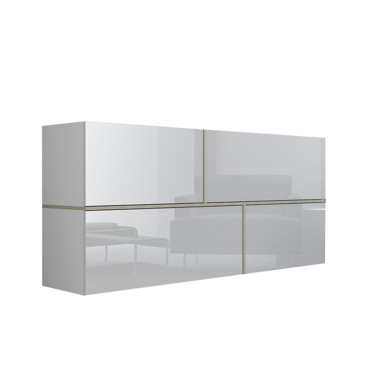 Comoda Goja, MIRJAN24, alb / alb lucios + stejar sonoma, 40x170x80 cm