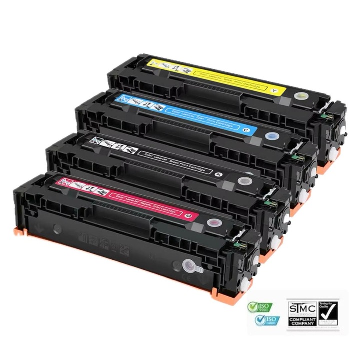 Set 4 cartuse toner compatibile 203A CF540A CF541A CF542A CF543A BCYM 5300 pagini, pentru HP COLOR LASERJET PRO M254DW COLOR LASERJET PRO M254NW COLOR LASERJET PRO MFP M280NW COLOR LASERJET PRO MFP M281FDN COLOR LASERJET PRO MFP M281FDW