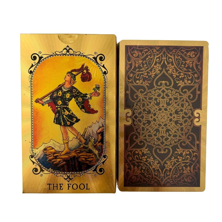 TAROTERA® Premium Golden Card Set за начинаещи и професионалисти, издръжлив PVC, водоустойчив, против огъване