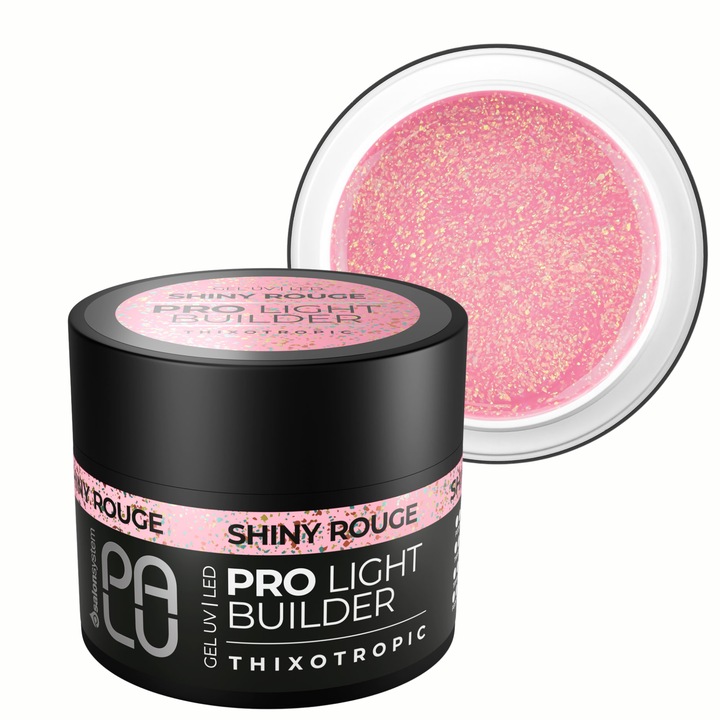 Palu PRO LIGHT BUILDER SHINY ROUGE építőzselé 45g, multifunkcionális, karcálló, rózsaszín