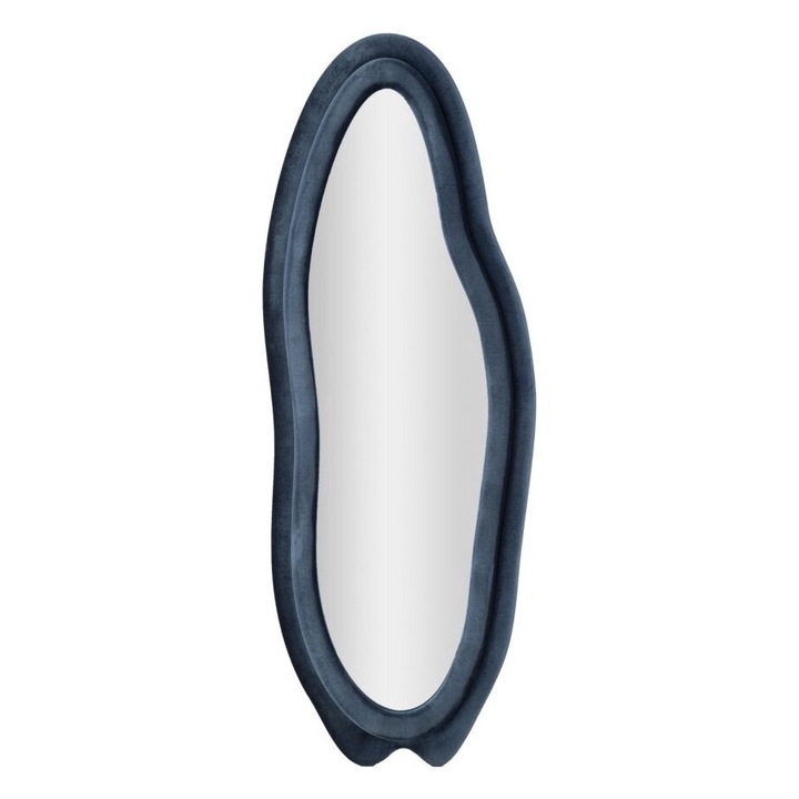Mauro Ferretti fali tükör, Chanel modell, kék bársony, 60x4x160 cm