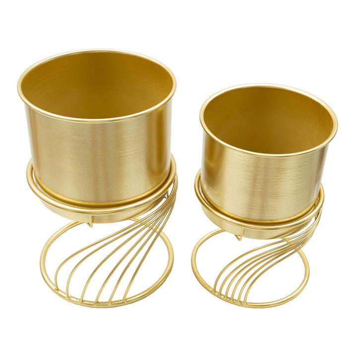 Set de suporturi pentru vaze metalice aurii Mauro Ferretti, spirale, 23x35cm-20x30cm