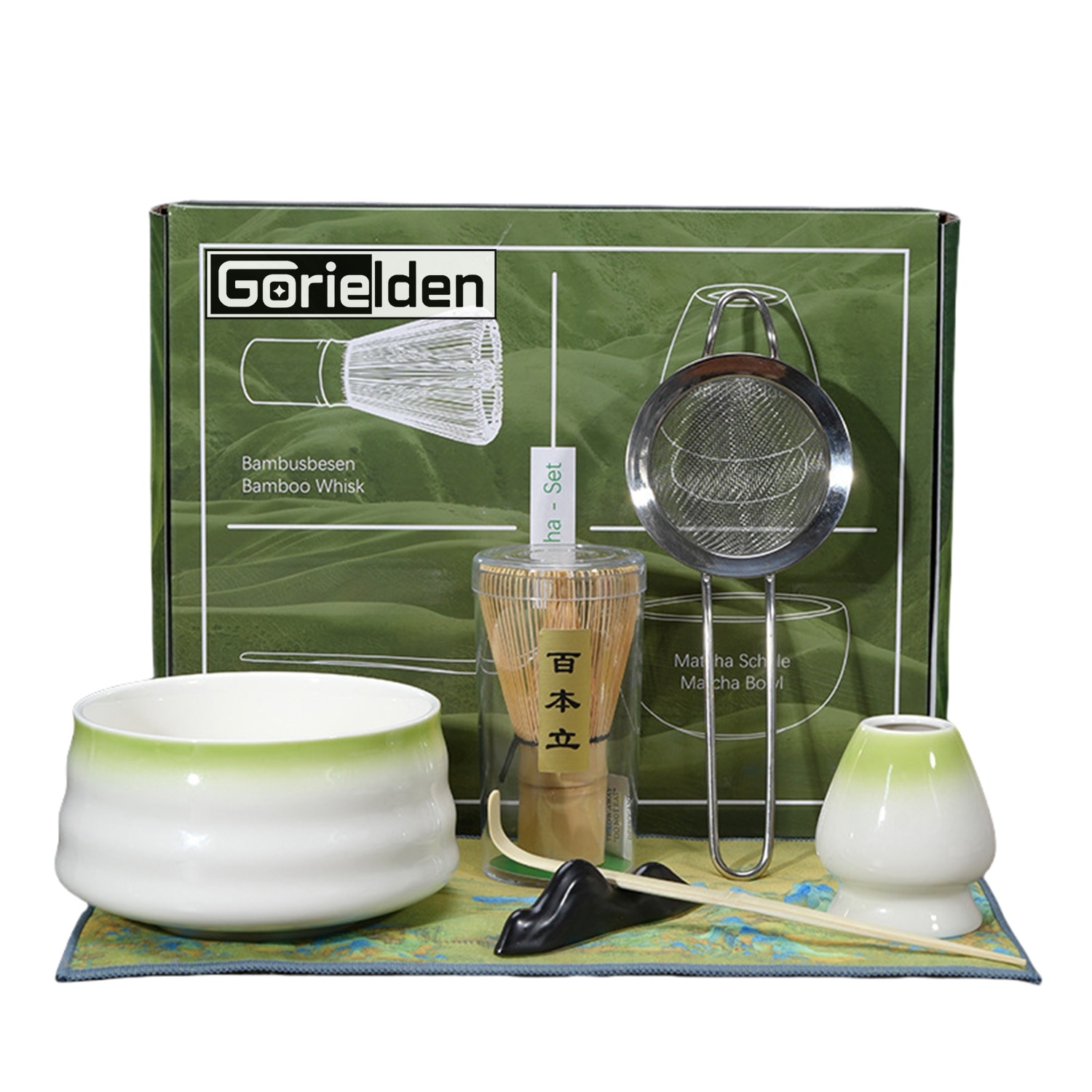 まっちゃ Set de ceai japonez matcha, bambus/ceramica, 7 piese, Bambus