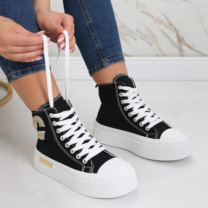 Sneakers dama negri din textil Aylin, Negru