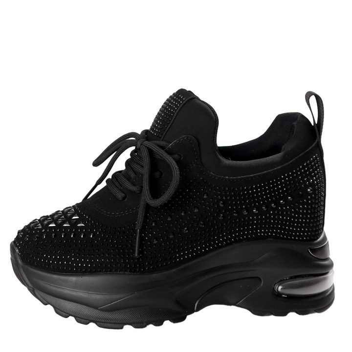 Pantofi Sport dama, Moda Stil, Molana, Piele ecologica intoarsa, Negru